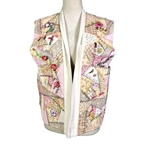 Handmade Womens Patchwork Crazy Quilt Decorated Vest